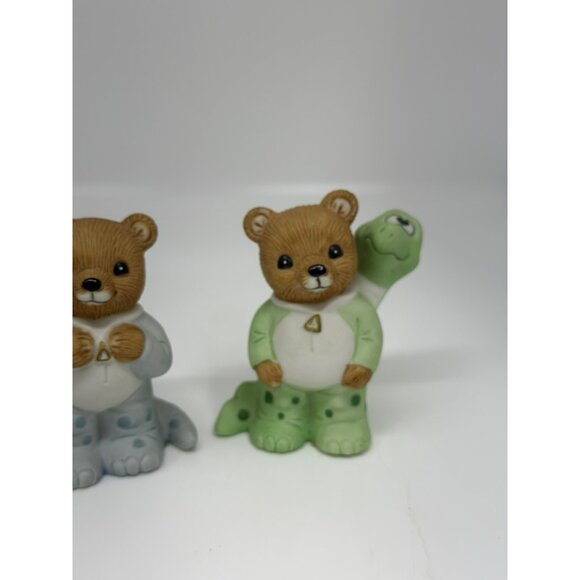 HOMCO VTG Teddy Bear Figurines – Set of 3 Porcelain Bears Dinosaur Pajamas 2.75" - Picture 5 of 7